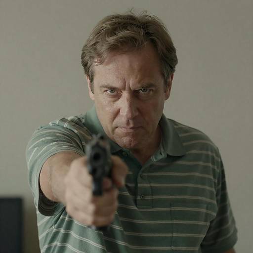Intense Portrait of a Man with Gun