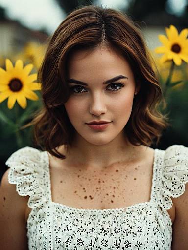 Tarantino-Style Freckled Woman in Dress