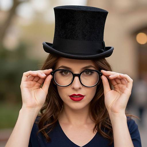 Woman in Top Hat and Glasses