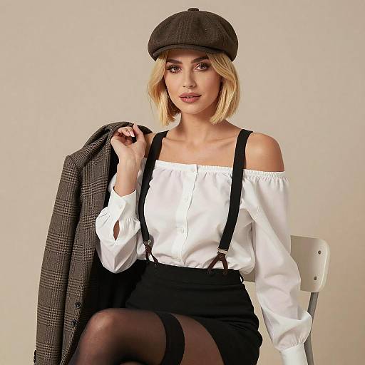 Blonde Woman in Chic Vintage Outfit
