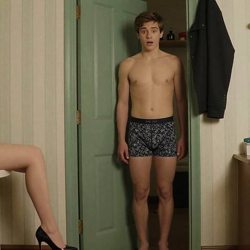 Surprised Young Man in Doorway Scene