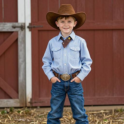 Boy Posing in Cowboy Outfit