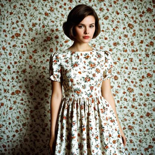 Woman in Vintage Floral Dress