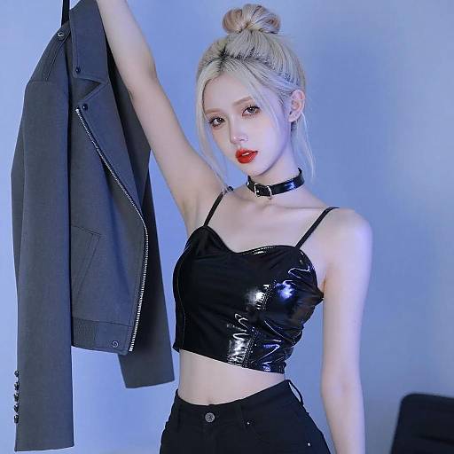 Edgy Portrait of Platinum Blonde Woman