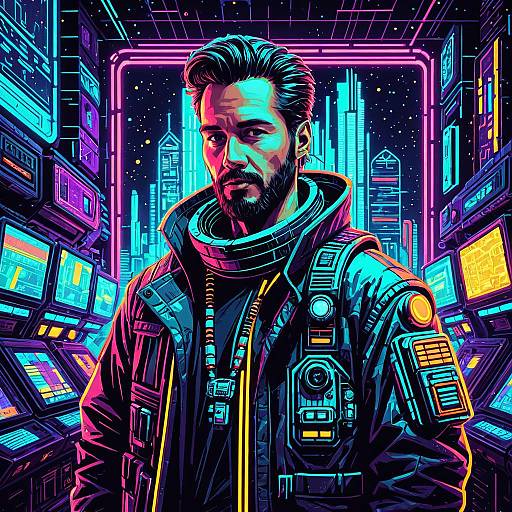Cyberpunk Space Merchant Portrait