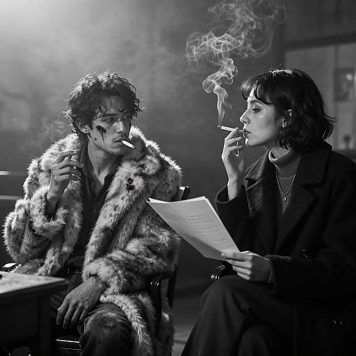 Moody Black and White Couple Portrait