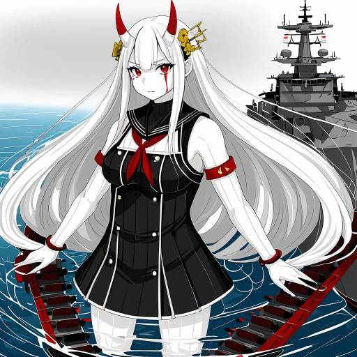 Illustration of Aircraft carrier water oni, kantai collection in the style of Ancesra