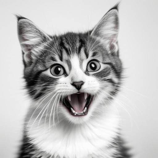 Charming Kitten Portrait in Black and White Charming Kitten Portrait in Black and White