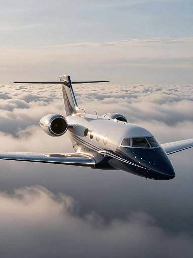 Elegant Navy Business Jet Morning Cruise
