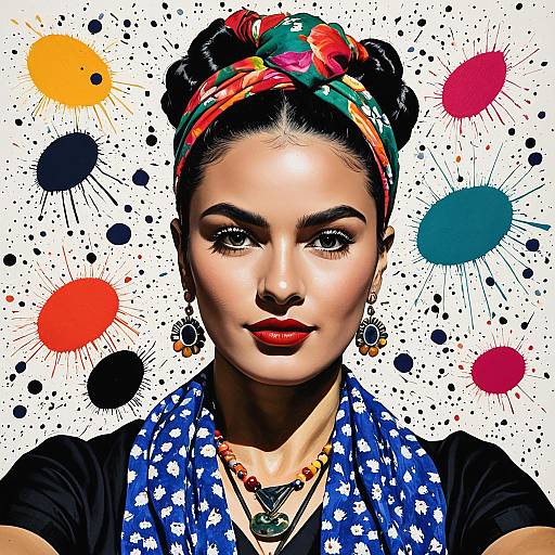Frida Kahlo Selfie in Vibrant Abstraction