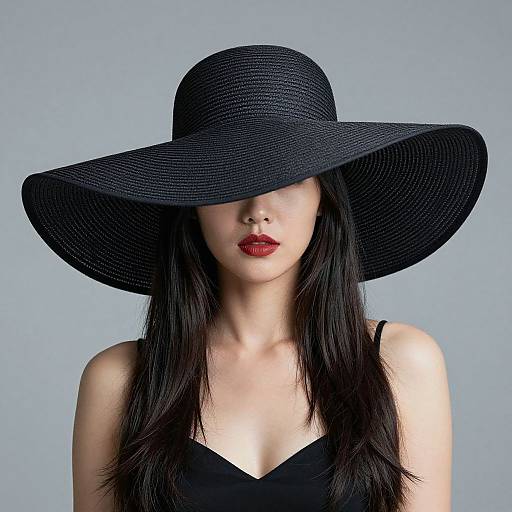 Elegant Woman Wearing Large Hat