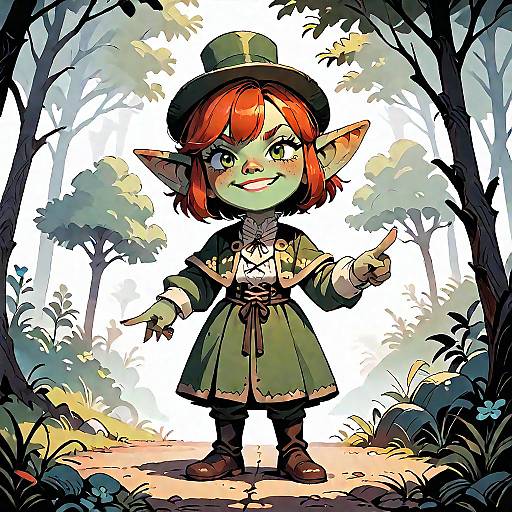 Teal Goblin Woman in Leprechaun Costume