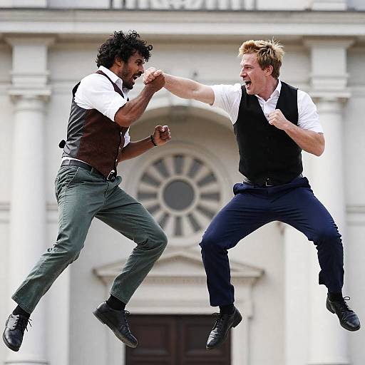 Dynamic Mid-Air Punches Between Two Fighters