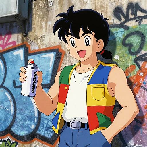 Joyful Street Artist in Tezuka Style