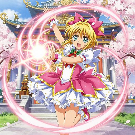 Vibrant Magical Girl Casting Spell