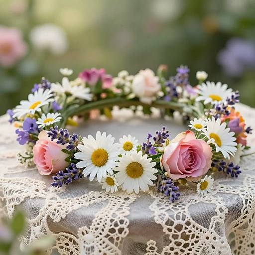 Whimsical Flower Crown Garden Scene