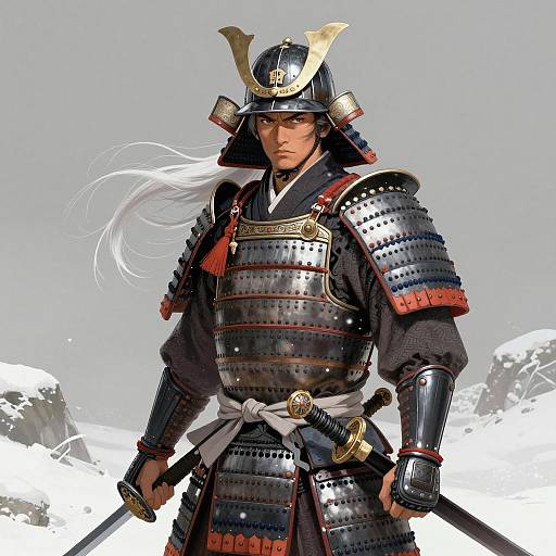 Male Samurai Warrior in Detailed Armor