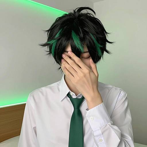 Mysterious Figure in Green and White