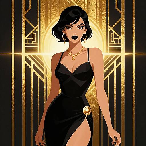 Elegant Woman Illustration in Art Deco Style