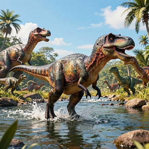 Tiranasaur in Prehistoric River Valley