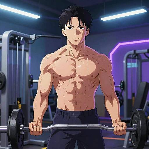 Futuristic Anime Athlete Weightlifting