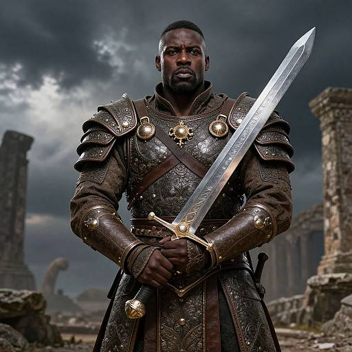 Heroic Fantasy Portrait of Muscular Warrior