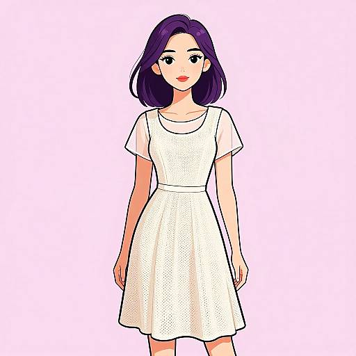 Stylish Young Woman in Off-White A-Line Dress