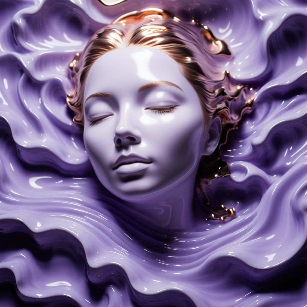 Hyperrealistic Porcelain Woman in Lavender