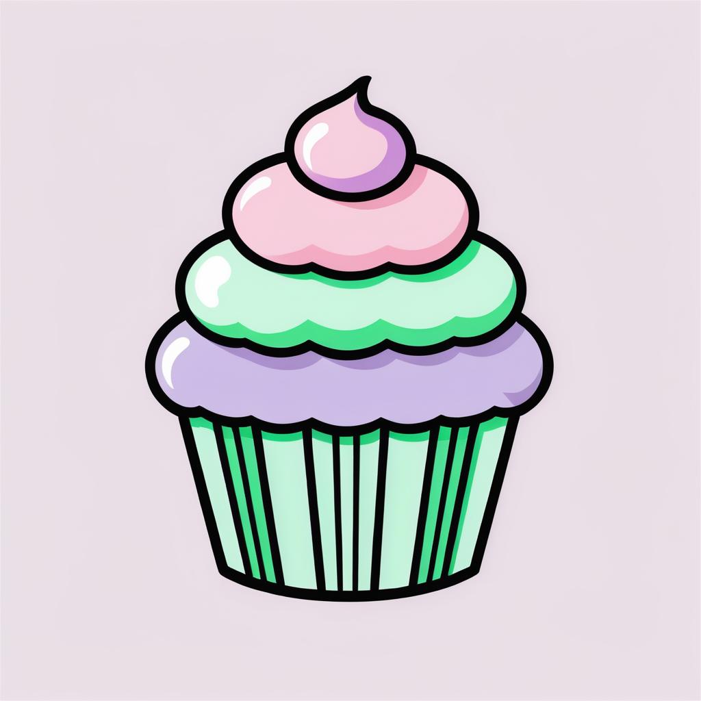 Minimalist Cupcake Doodle Icon Design