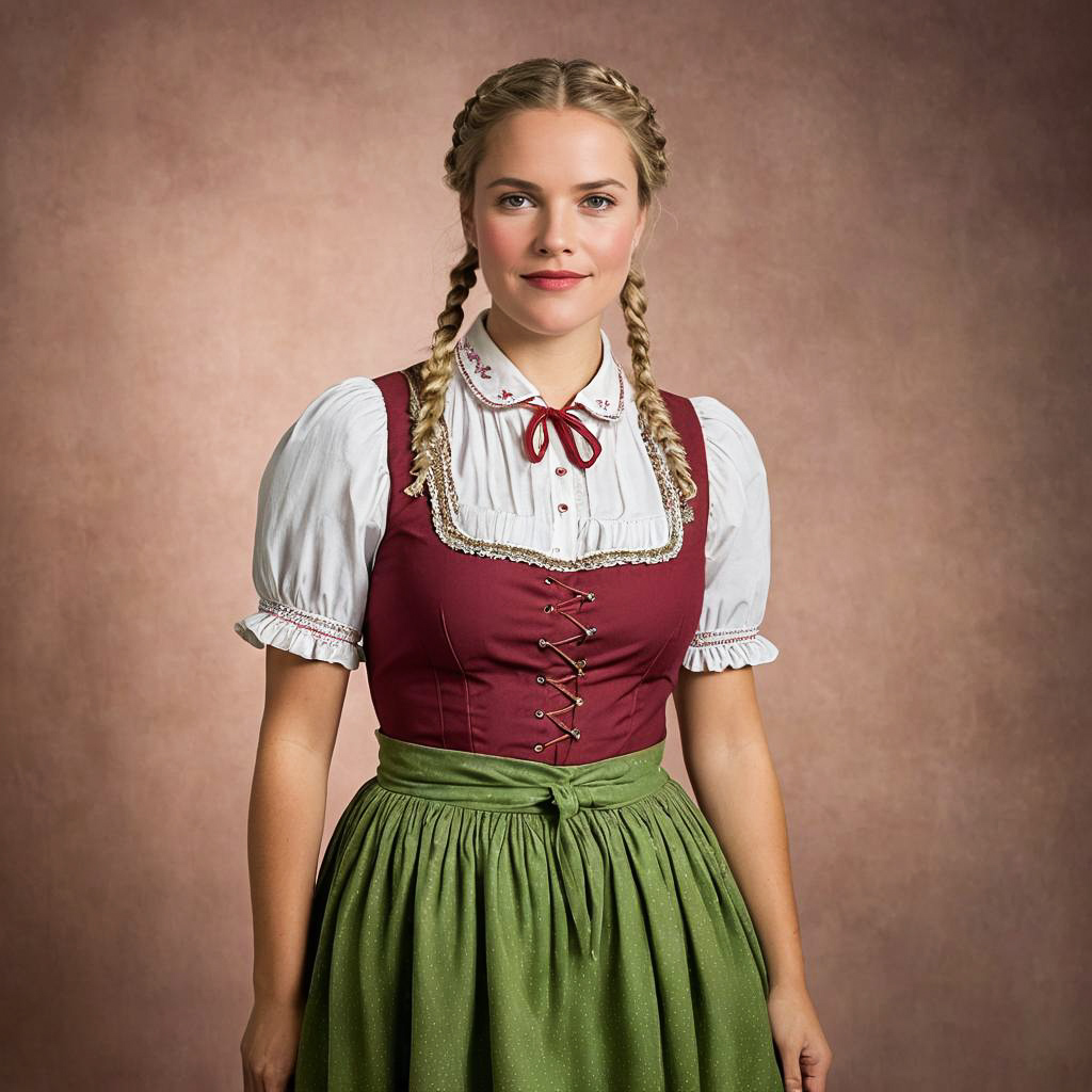 Charming Dirndl Waitress with Braids