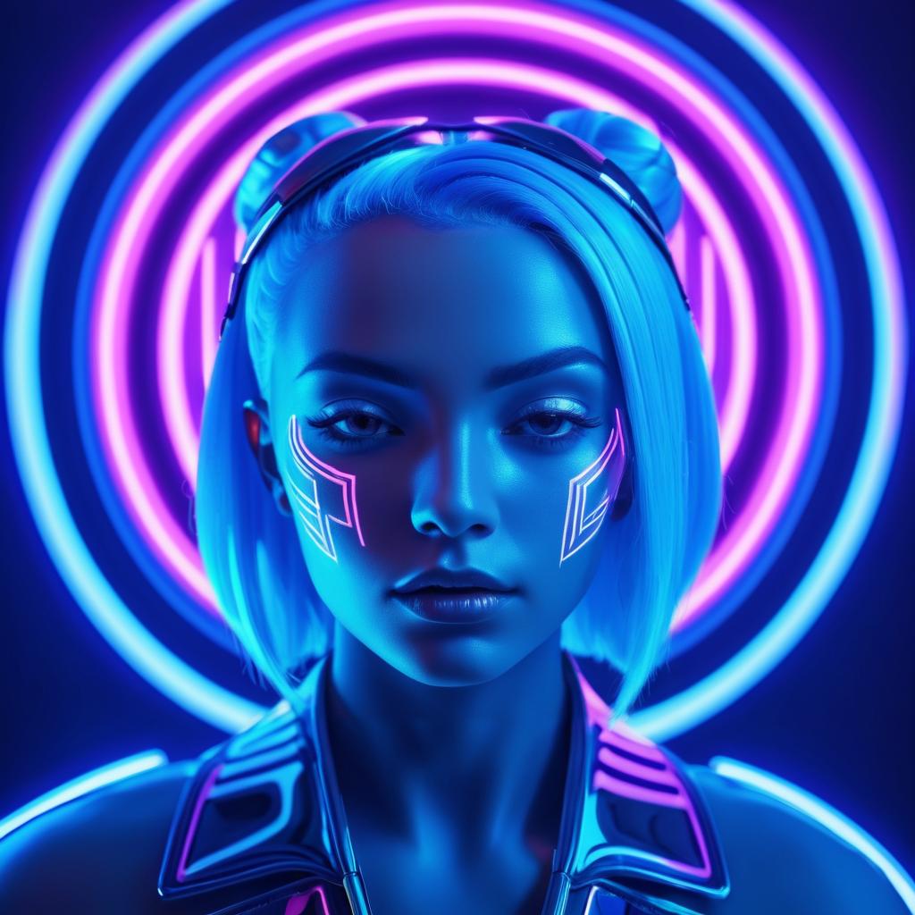 Futuristic Neon Portrait of a Woman