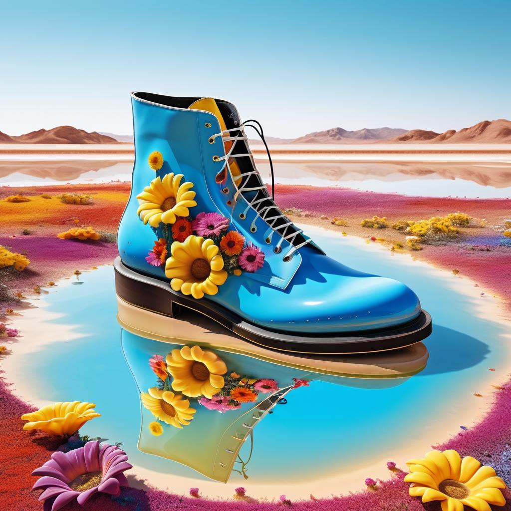 Surreal Floral Dreams in Oversized Shoe