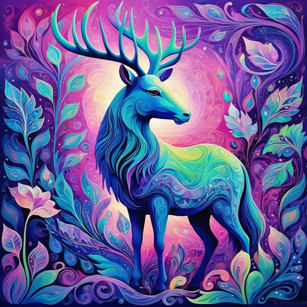 Mystical Dreamscape: Psychedelic Spirit Animal