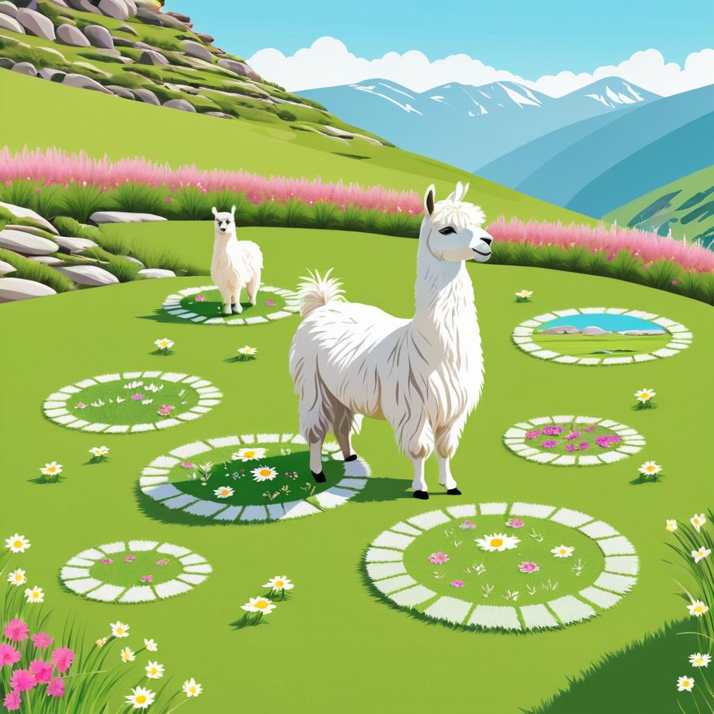 Llama Yoga in Serene Mountain Landscape