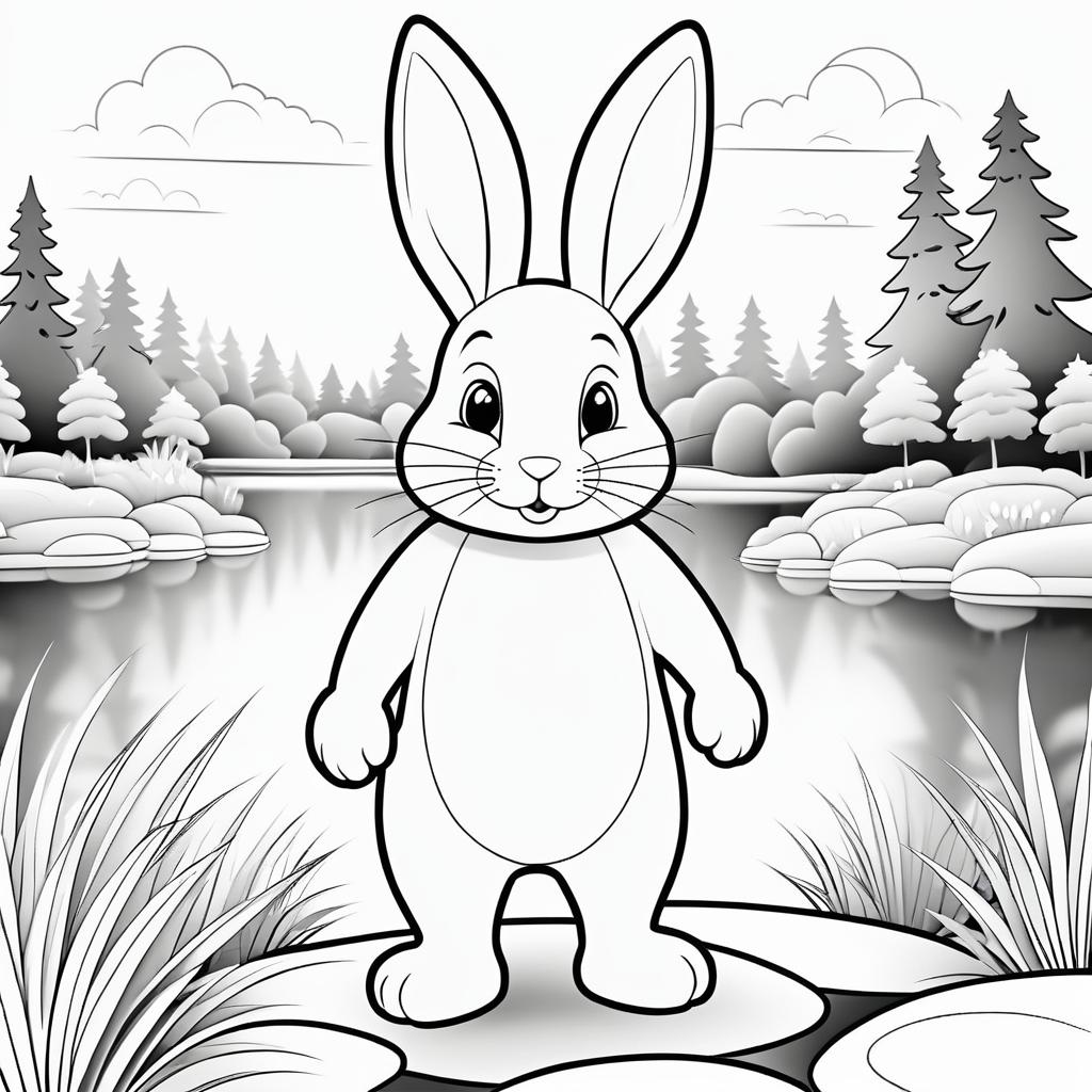 Cute Rabbit Coloring Page for Kids