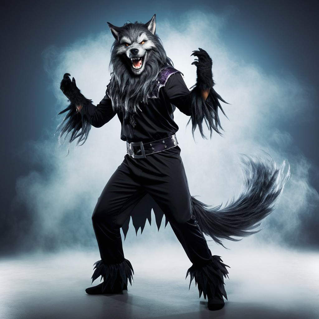 Laughing Adult in Werewolf Costume