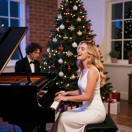 Holiday Music Scene with Piano Duo