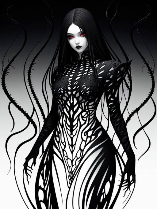 Dark Fantasy Female with Gothic Tendrils