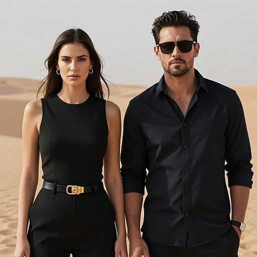 Confident Duo in Desert Landscape