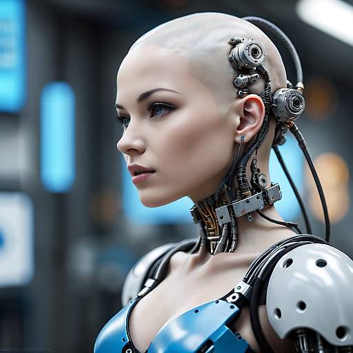 Realistic Side-Profile Cyberpunk Android Portrait