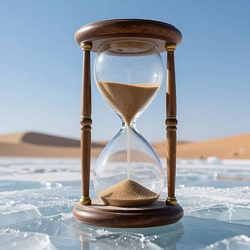 Colossal Hourglass Over Icy Desert