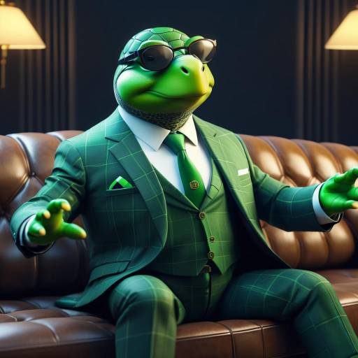 Turtle Businessman in a Stylish Setting
