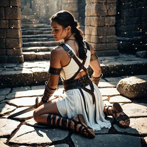 Woman Dressed as Ancient Warrior with Sword
