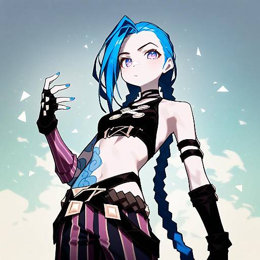 Illustration of Arcane jinx, league of legends in the style of Beudelb
