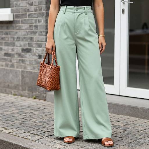 Stylish Person on Cobblestone Sidewalk