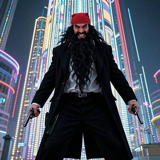 Fearsome Man in Utopian Neon World