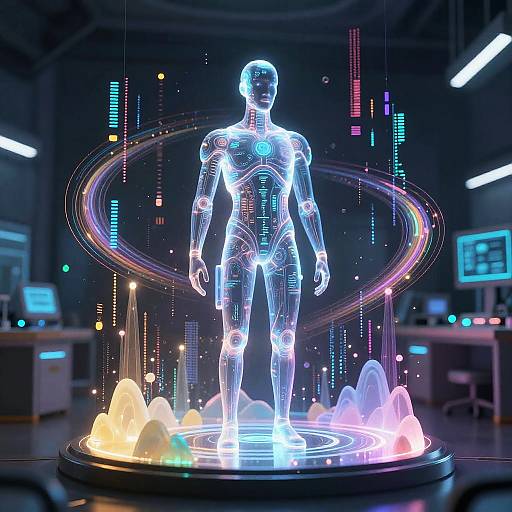 Holographic AI in High-Tech Lab