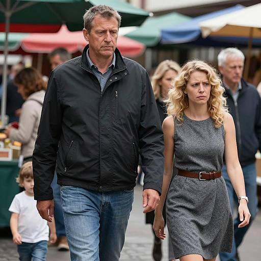 Crowded Market Scene with Diverse Characters