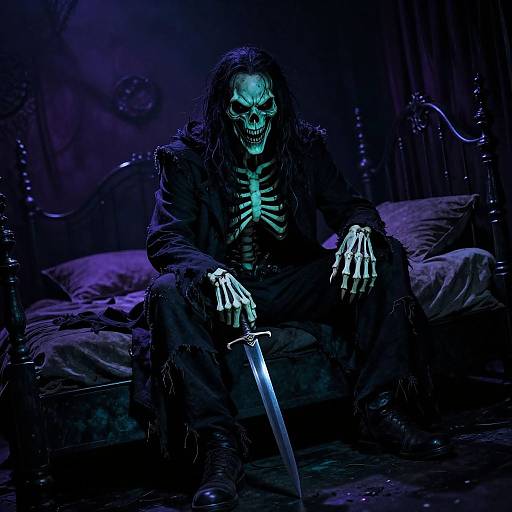 Cinematic Dark Sorcerer Skeleton Scene