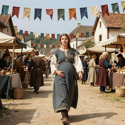 Medieval Pregnant Woman at Market
